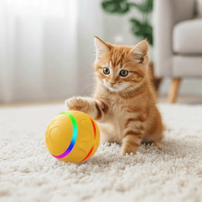 Interactive Dog & Cat Ball Toy – Remote Control, LED Lights, Auto - Rolling & Waterproof - Monsta Online