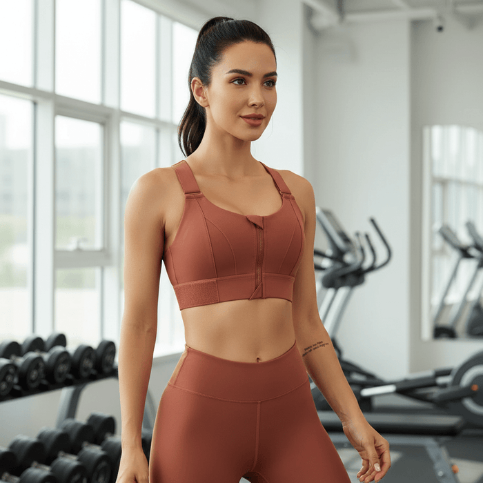 Women's High Impact Sports Bra – Front Zip, Adjustable Straps & Compression Support - Monsta Online