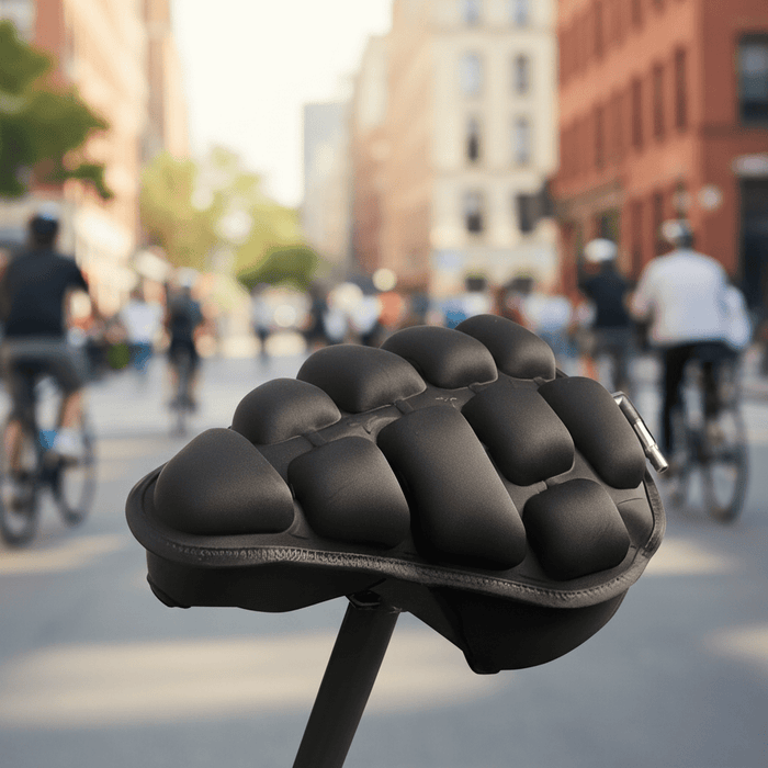 Inflatable 3D Bike Seat Cushion – Air - Padded Shock Absorption & Universal Fit Cover - Monsta Online