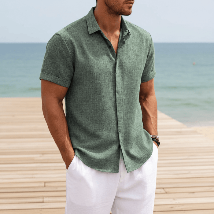Lauro Linen Shirt – Men's Breathable Short Sleeve Summer Shirt - Monsta Online