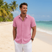 Lauro Linen Shirt – Men's Breathable Short Sleeve Summer Shirt - Monsta Online