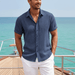 Lauro Linen Shirt – Men's Breathable Short Sleeve Summer Shirt - Monsta Online