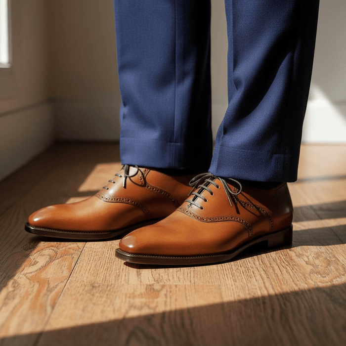 Elowen Brogue Oxford Shoes – Men's Tan Leather Lace - Up Dress Shoes - Monsta Online