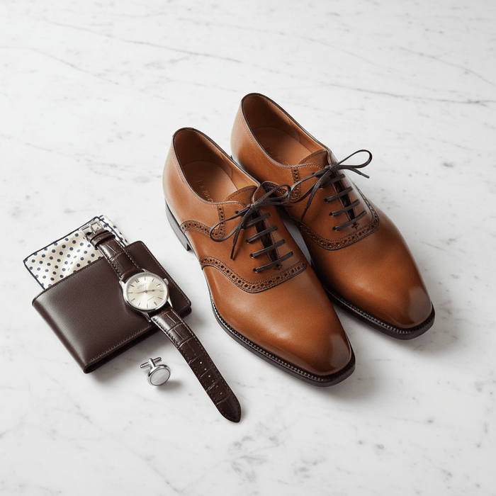 Elowen Brogue Oxford Shoes – Men's Tan Leather Lace - Up Dress Shoes - Monsta Online