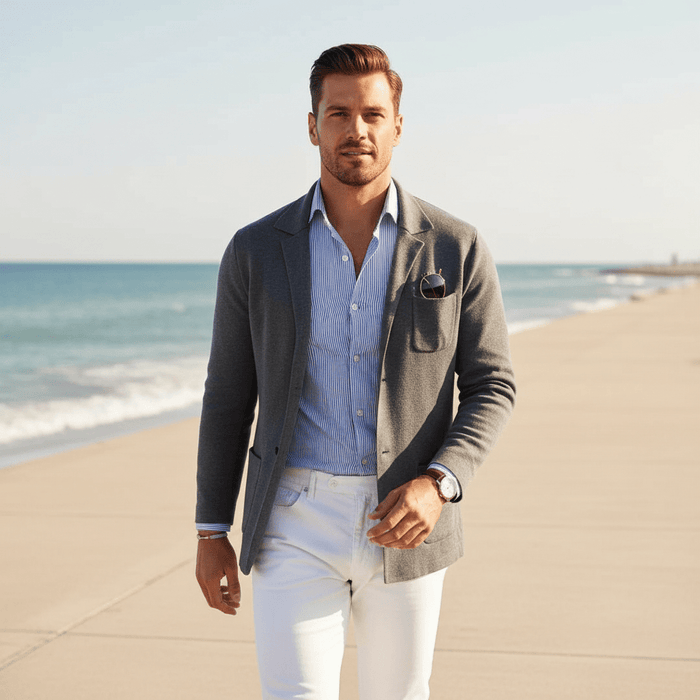 Oxford Linen Blazer – Men's Lightweight Tailored Summer Blazer - Monsta Online