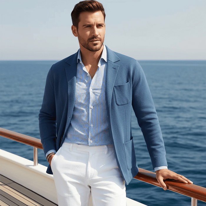 Oxford Linen Blazer – Men's Lightweight Tailored Summer Blazer - Monsta Online