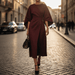 Jastin Lantern Sleeve Dress – Women's Elegant Belted Midi Dress - Monsta Online