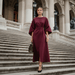 Jastin Lantern Sleeve Dress – Women's Elegant Belted Midi Dress - Monsta Online
