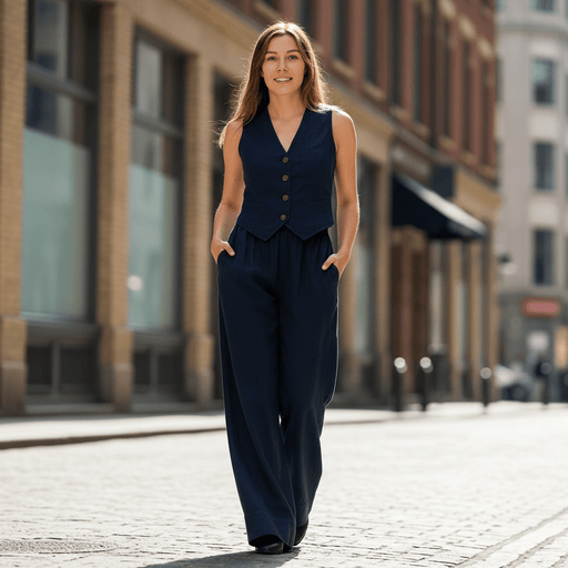 Yveline Linen Co - Ord Set – Women's Vest & Wide - Leg Trousers Two - Piece Set - Monsta Online