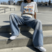 Y2K Baggy Wide - Leg Jeans – Women's Vintage Wash Streetwear Denim Jeans - Monsta Online
