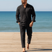 Zaine Cotton Two - Piece Set – Men's Relaxed Shirt & Trousers Summer Co - Ord Set - Monsta Online
