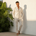 Zaine Cotton Two - Piece Set – Men's Relaxed Shirt & Trousers Summer Co - Ord Set - Monsta Online