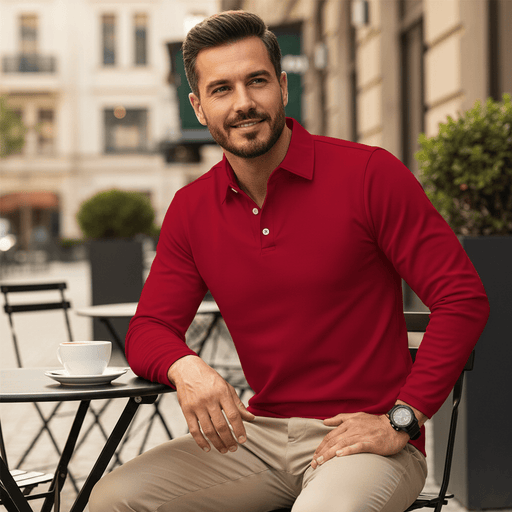 Wolfgang Classic Polo – Men's Long Sleeve Cotton Blend Polo Shirt - Monsta Online