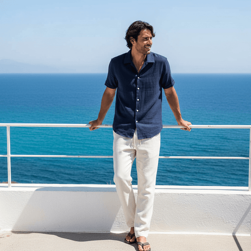 Amalfi Linen Set – Men's 100% Linen Shirt & Drawstring Pants Co - Ord Set - Monsta Online