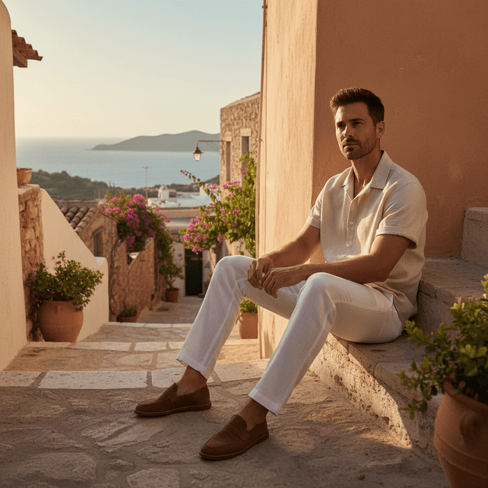 Amalfi Linen Set – Men's 100% Linen Shirt & Drawstring Pants Co - Ord Set - Monsta Online