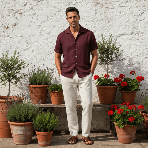 Amalfi Linen Set – Men's 100% Linen Shirt & Drawstring Pants Co - Ord Set - Monsta Online
