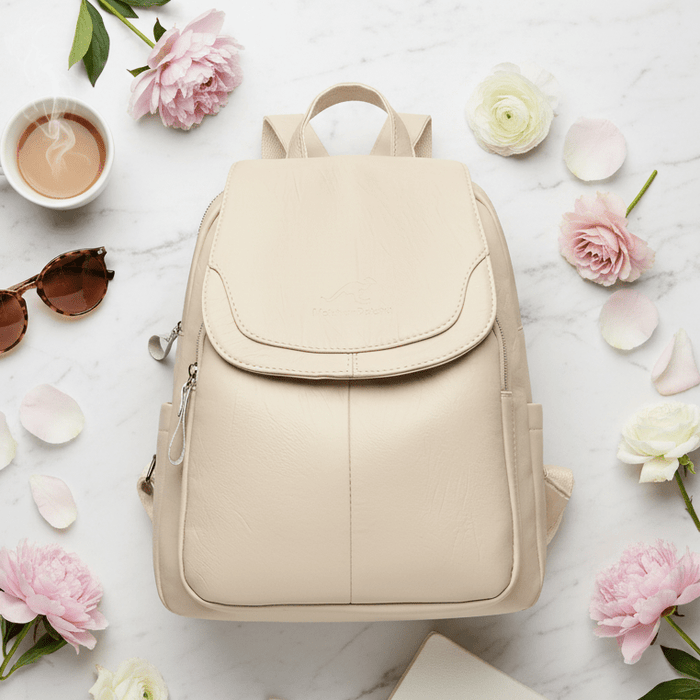 Alea Anti - Theft Leather Backpack – Women's Embossed Leather Backpack - Monsta Online
