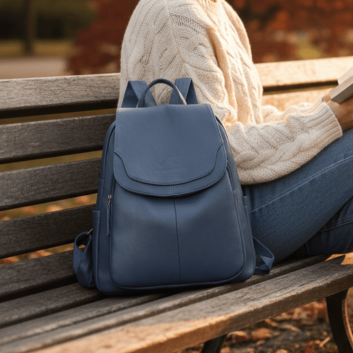 Alea Anti - Theft Leather Backpack – Women's Embossed Leather Backpack - Monsta Online