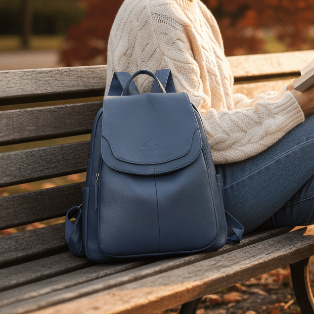 Alea Anti - Theft Leather Backpack – Women's Embossed Leather Backpack - Monsta Online
