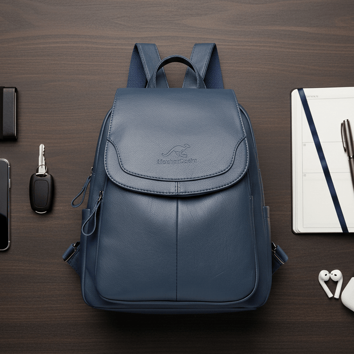 Alea Anti - Theft Leather Backpack – Women's Embossed Leather Backpack - Monsta Online