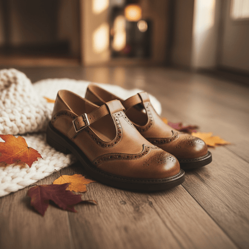 Emiliana T - Strap Leather Shoes – Women's Classic Buckle T - Strap Shoes - Monsta Online