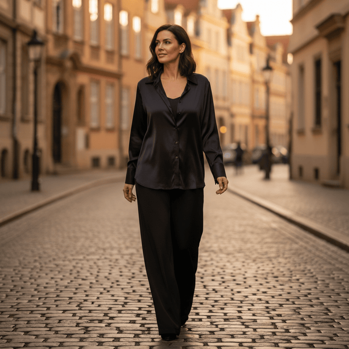 Laura Silk - Blend Shirt – Women's Luxurious Long Sleeve Silky Blouse - Monsta Online