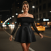 Mango Off - Shoulder Lace Dress – Women's Short Lace Sleeve Flared Mini Dress - Monsta Online