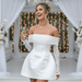 Mango Off - Shoulder Lace Dress – Women's Short Lace Sleeve Flared Mini Dress - Monsta Online