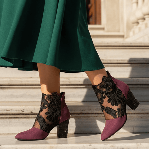 Charlene Floral Lace Heels – Women's Handmade Floral Lace Heels - Monsta Online