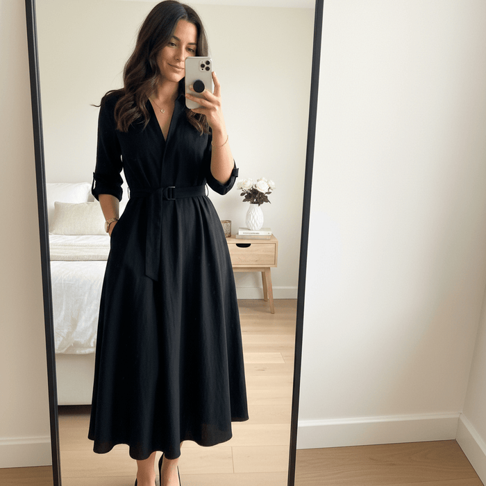 Jevonna Cotton Shirt Dress – Women's Tailored Button - Front Shirt Dress - Monsta Online