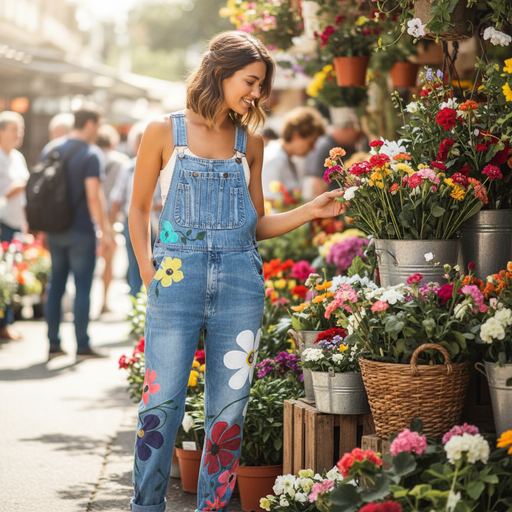 Sarah Floral Denim Jumpsuit – Women's Floral - Print Denim Jumpsuit - Monsta Online