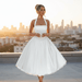 Aurelis Halter - Neck Dress – Women's Elegant Structured Flared Midi Dress - Monsta Online