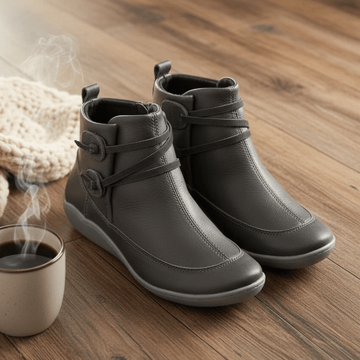 Galaris Orthopedic Mid - Top Boots – Women's Buckle Strap Leather Support Boots - Monsta Online