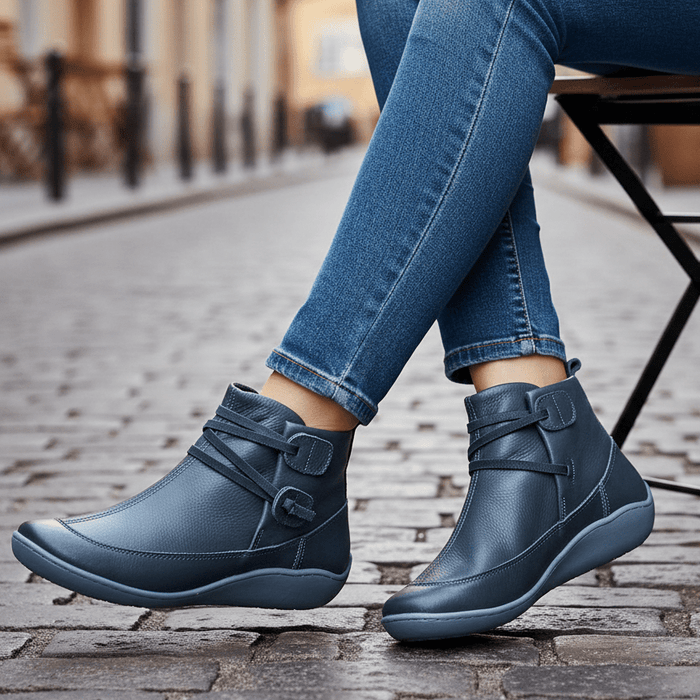 Galaris Orthopedic Mid - Top Boots – Women's Buckle Strap Leather Support Boots - Monsta Online