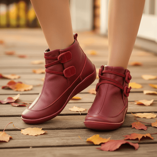 Galaris Orthopedic Mid - Top Boots – Women's Buckle Strap Leather Support Boots - Monsta Online