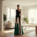 Wexley One - Shoulder Maxi Dress – Women's Asymmetric Pleated Colour - Block Dress - Monsta Online