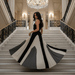Wexley One - Shoulder Maxi Dress – Women's Asymmetric Pleated Colour - Block Dress - Monsta Online