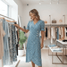 Vesper Wrap Midi Dress – Women's Faux - Wrap Flutter Sleeve Midi Dress - Monsta Online
