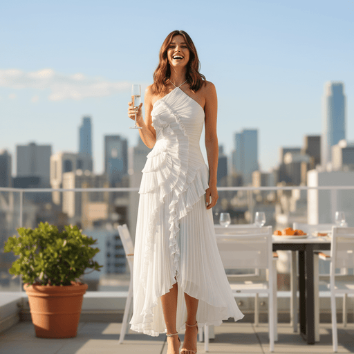 Imogen Halter Maxi Dress – Women's Backless Ruffled Halter Maxi Dress - Monsta Online