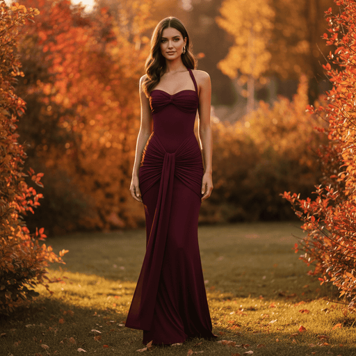 Celine Halter Maxi Dress – Women's Ruched Halter Neck Floor - Length Maxi Dress - Monsta Online