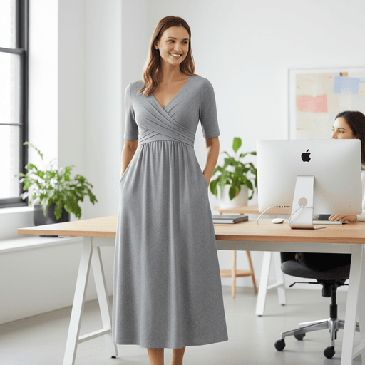 Aveline Wrap Midi Dress – Women's Wrap Front Short Sleeve A - Line Midi Dress - Monsta Online