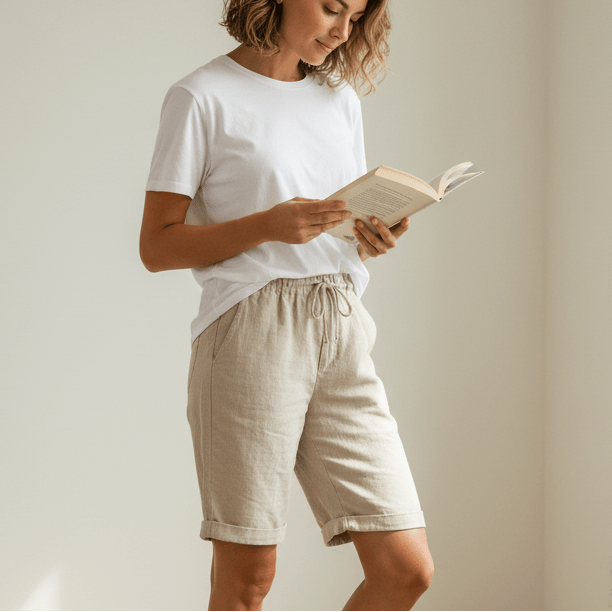 Aveline Linen Capri Pants – Women's Relaxed Fit Linen Blend Capri Pants - Monsta Online
