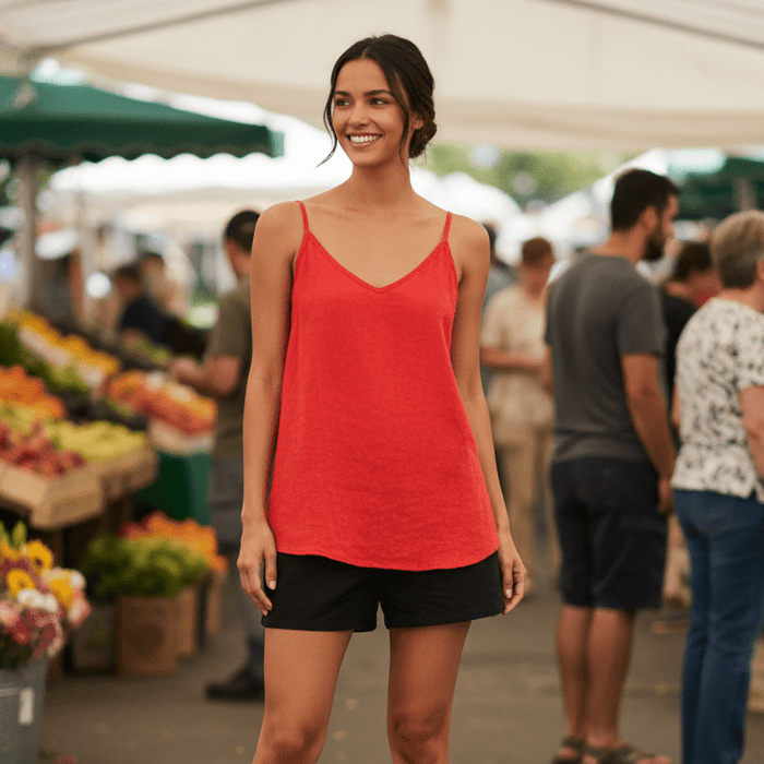 Nerina Linen Strap Top – Women's Spaghetti Strap Breathable Linen Top - Monsta Online