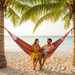 Luxury Canvas Double Hammock – Anti - Roll Design with Curved Wooden Spreader Bars & Carry Bag - Monsta Online