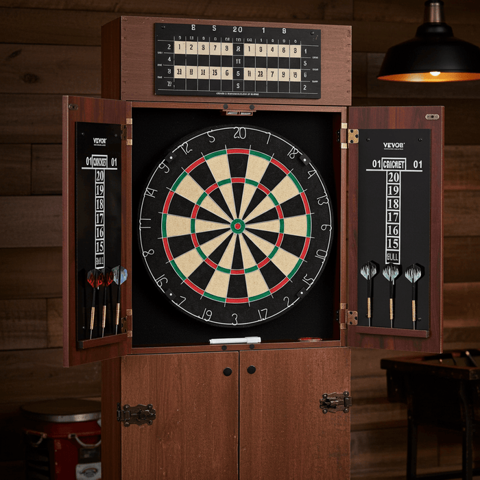 Wooden Dartboard Cabinet Set with Scoreboard and Steel Tip Darts - Monsta Online