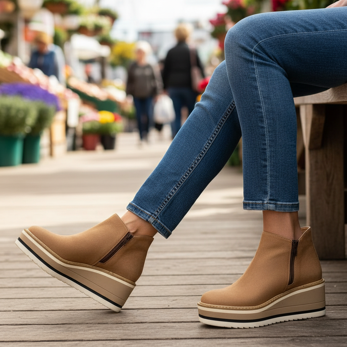 Elegante Damen-Stiefeletten – seitlicher Reißverschluss, verstärkte Profilsohle, ganzjähriger Komfort