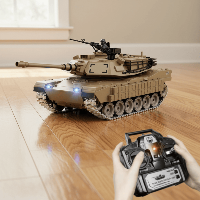 1:18 RC M1A2 Abrams Metal Battle Tank – Shoots BBs & Water with Smoke, Sound, Lights and Dual Batteries - Monsta Online