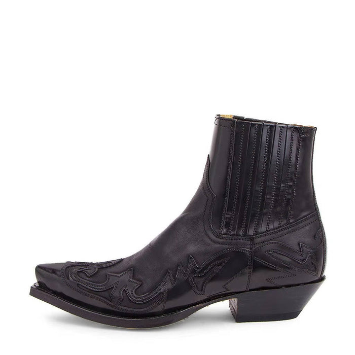 Women's Leather Western Ankle Boots – Pointed Toe, Embroidered Cowboy Style for Casual & Evening Wear - Monsta Online
