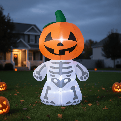 6FT Halloween Inflatable Pumpkin Man Skeleton with LED Lights - Monsta Online