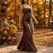 Vivienne Ruched Satin Maxi Dress Set – Women's Square Neck Wedding Guest Dress - Monsta Online